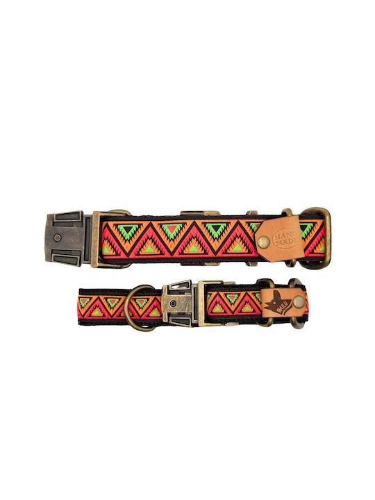 Dog Collar Kilim Urban Adjustable Fabric Collar Bailu M 32 52cm Width 2.5cm Orange-Turquoise