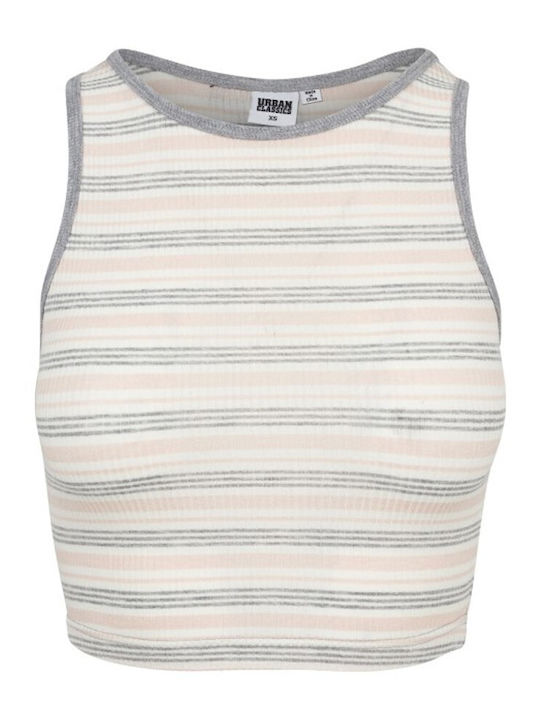 Γυναικείο Καλοκαιρινό Crop Top Αμάνικο Ριγέ Ροζ