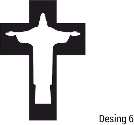 Metallic Cross Christ Depiction M55cm-x30cm Design-4