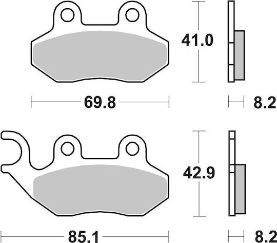Brembo Τακάκια Δρόμου Οργανικά-cc 41x69,8x8,2mm Cagiva City Passing Stella Garelli Freeland Joker Krs Honda Ses Pgo Big