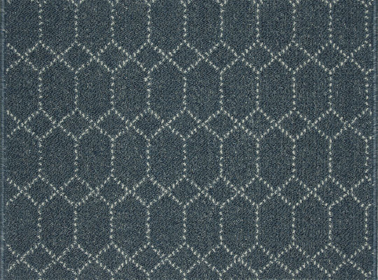 Nikotex Carpets Non-Slip Kitchen Runner Mat Belmont Blue-Ivory 67x150