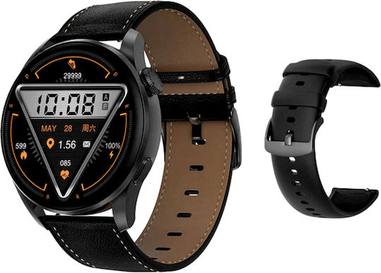 DT3 Smartwatch με Παλμογράφο (Μαύρο)