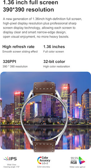 DT3 Smartwatch με Παλμογράφο (Μαύρο)