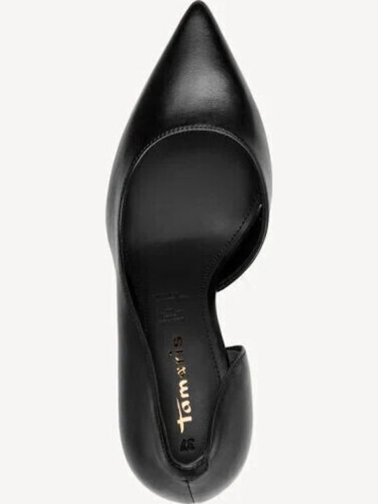 Leather Pointed Toe Stiletto Black High Heels