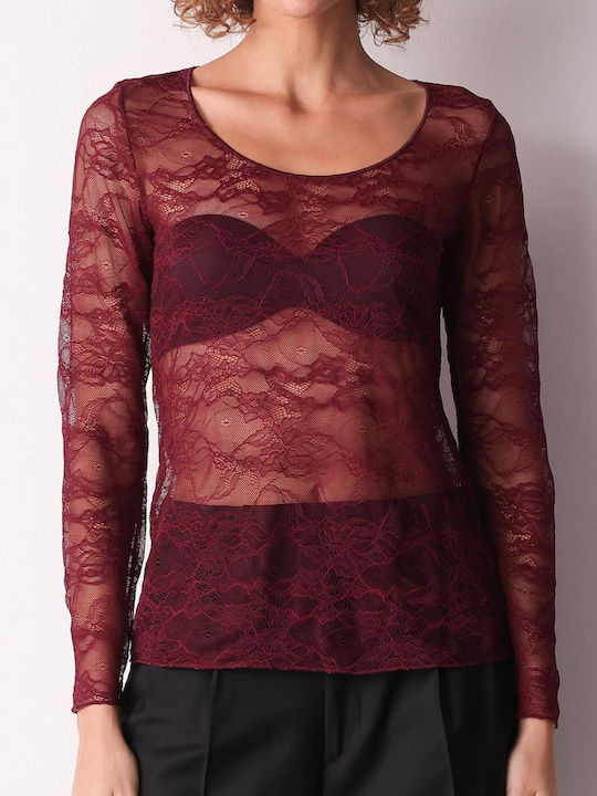 Women's Blouse Long Sleeve Burgundy