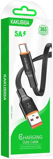 Kakusiga Flat USB 2.0 Cable USB-C Male - USB-C PD Black 1m