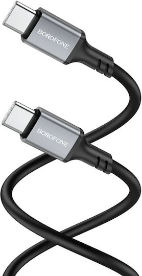 Borofone USB 2.0 Cable USB-C male - USB-C 60W Μαύρο 1m