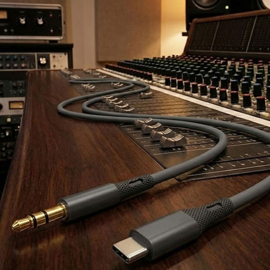 Techsuit USB 2.0 Cable USB-C male - 3.5mm Γκρι 1m