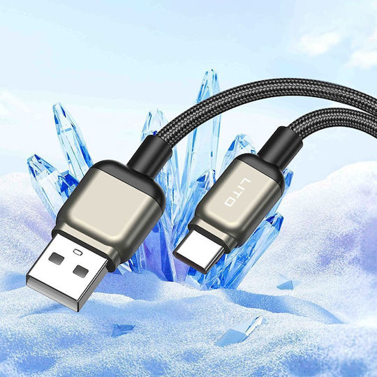 Lito Geflochten USB 2.0 Kabel USB-C männlich - USB-A 18W Schwarz