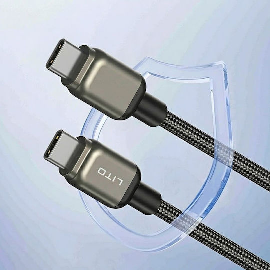 Lito Geflochten USB 2.0 Kabel USB-C männlich - USB-C 100W Schwarz