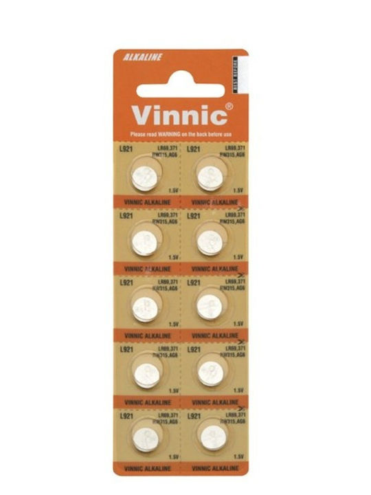 Vinnic Ag6 Μπαταρίες Silver Oxide Ρολογιών SR69 1.5V 10τμχ