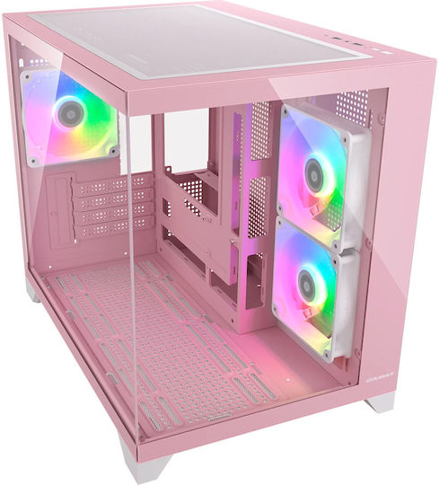 Cougar FV150 MINI Gaming Mini-Turm Computergehäuse mit Seitenfenster Rosa