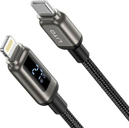 Lito Data Braided / LED USB-C to Lightning Cable 60W Μαύρο