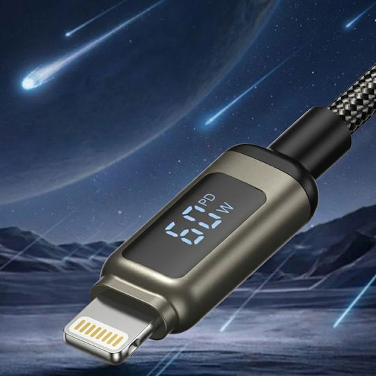Lito Data Braided / LED USB-C to Lightning Cable 60W Μαύρο