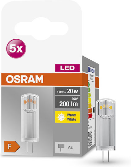 Ledvance LED Bulbs 1.8W for Socket G4 Warm White 200lm 5pcs