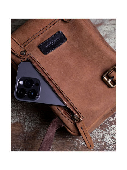 Trip Machine Geantă de Picior din Piele Thigh Bag Leg Bag Maro Tutun