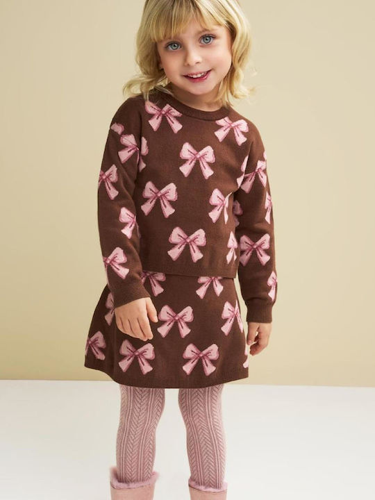 Kids' Set with Skirt Winter 2pcs Brown