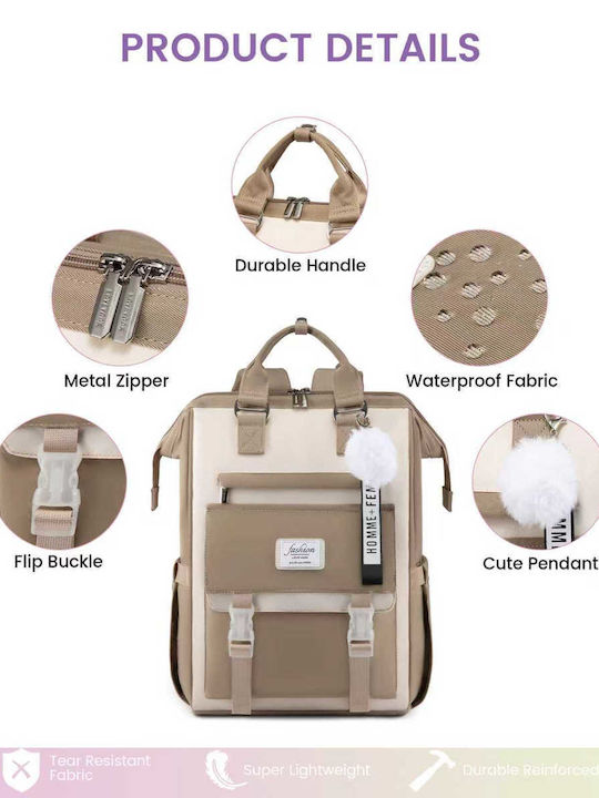 Lovevook Wasserdicht Tasche Rucksack für Laptop 15.6" in Beige Farbe MB2119