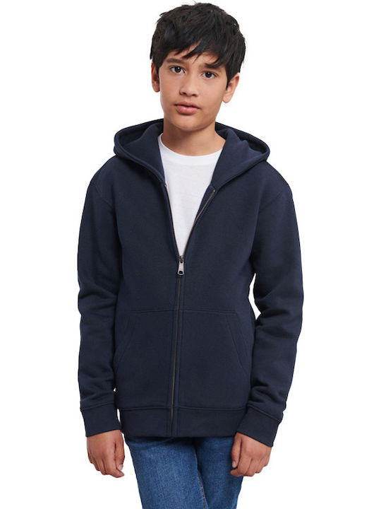 Kids Cardigan Sweatshirt Cotton with Hood Navy Blue