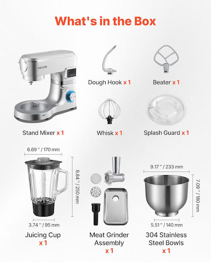 Vevor Profesional Amestecător cu Vas 5.7lt 1500W