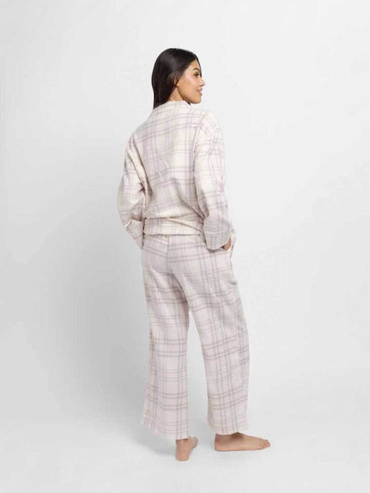 Dorina Winter Damen Pyjama-Set Beige
