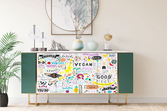 Wandsticker Matt Garderobe Möbel Küche Vegan Muster 100x50 cm