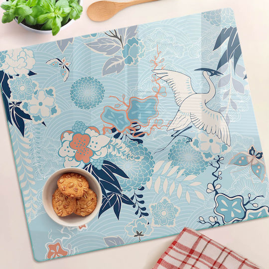 Husă Pentru Blat De Bucătărie Sticlă Temperată Macara Flori 60x52 Cm