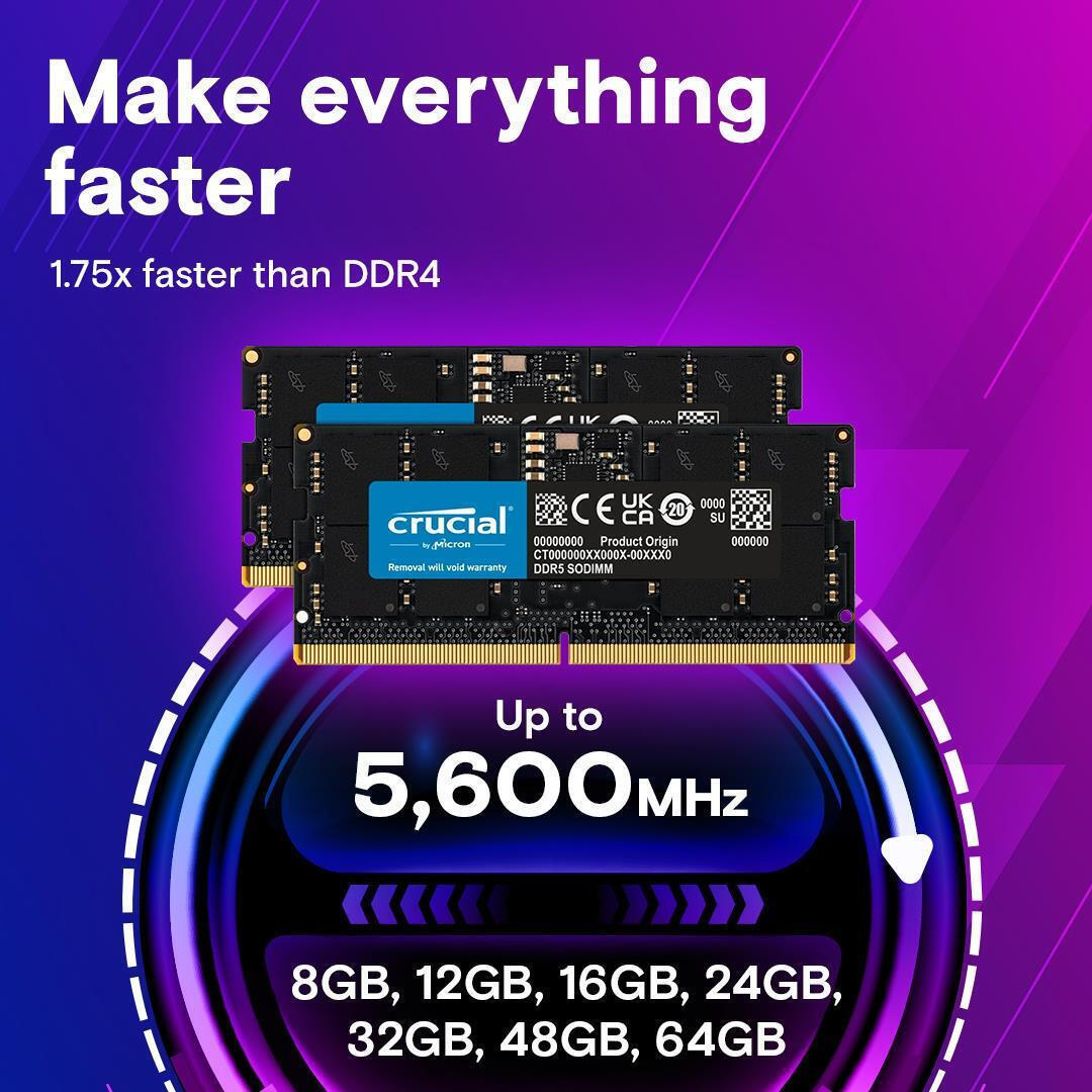Crucial 128GB DDR5 RAM cu 2 module (2x64GB) și Viteză 5600 pentru