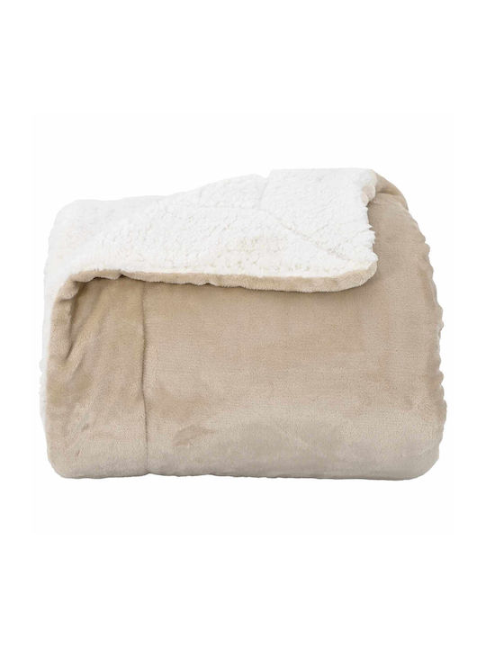 vidaXL Κουβέρτα Fleece Μονή 150x200εκ. Μπεζ