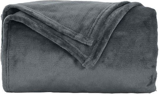 vidaXL Fleece Blanket Double 240x270cm Dark Grey
