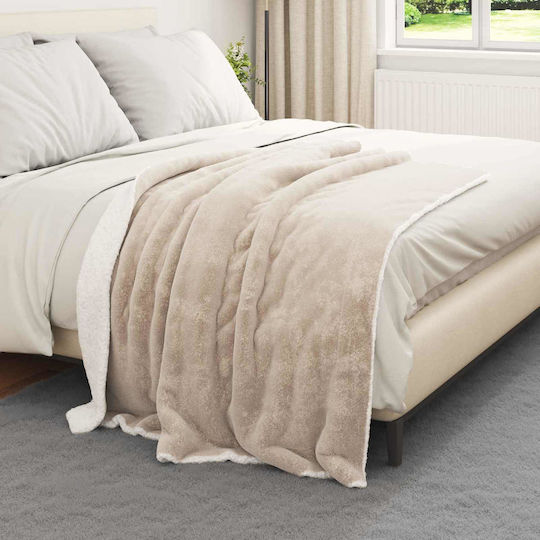 vidaXL Κουβέρτα Fleece Καναπέ 130x150εκ. Μπεζ