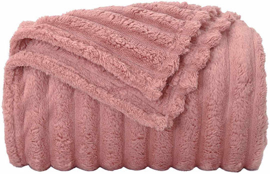 vidaXL Κουβέρτα Fleece Υπέρδιπλη 240x220εκ. Ροζ
