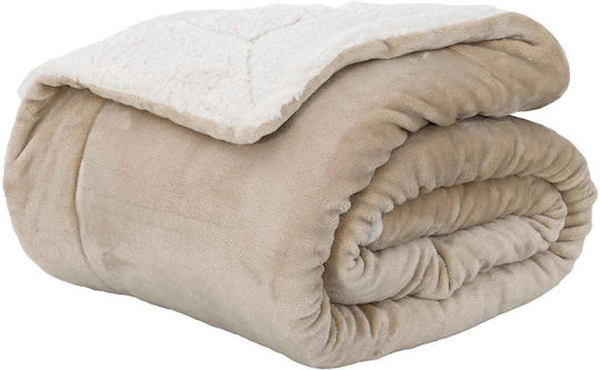vidaXL Fleece Blanket Super King 240x270cm Beige