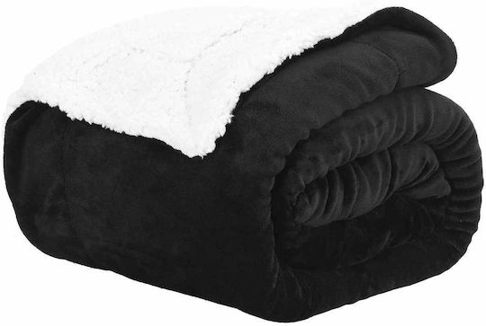 vidaXL Κουβέρτα Fleece Υπέρδιπλη 240x270εκ. Μαύρο