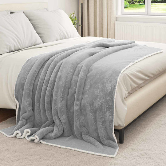 vidaXL Κουβέρτα Fleece Μονή 150x200εκ. Γκρι