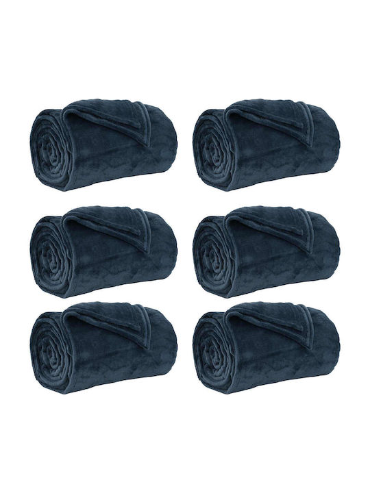 vidaXL Ριχτάρι Πολυθρόνας Fleece 150x200εκ. Σκούρο Μπλε 42016806