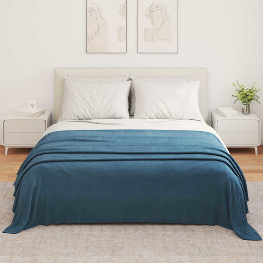 vidaXL Ριχτάρι Τριθέσιου Καναπέ Fleece 350x270εκ. Σκούρο Μπλε
