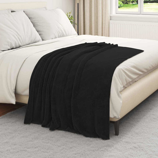 vidaXL Decken & Couchdecken Sesselüberwurf Fleece 130x150cm Schwarz