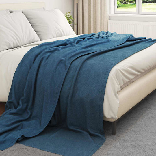 vidaXL Armchair Throw Fleece 240x220cm Dark Blue
