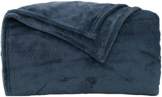 vidaXL Ριχτάρι Πολυθρόνας Fleece 130x150εκ. Σκούρο Μπλε