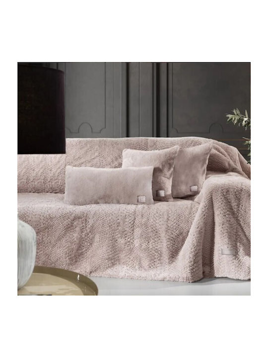 Set Sofa Throw 2 Seater Crusty Old Pink 170x250 + Cushion Cover 45x45+3