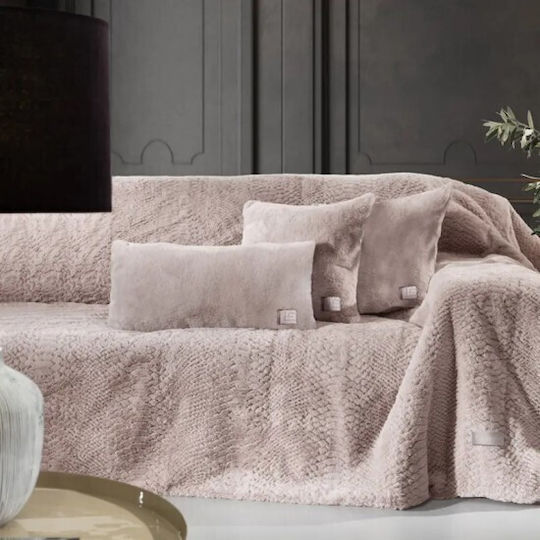 Σετ Ριχτάρι Διθέσιο Crusty Old Pink 170x250 + Μαξιλαροθήκη 45x45+3