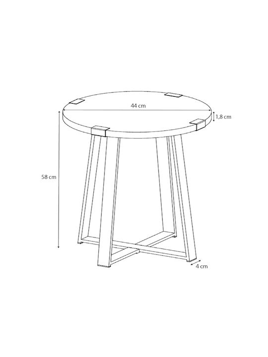 Masă Laterală Rotundă Pedro Din Lemn Negru / Sonoma L44xÎ44xH58cm