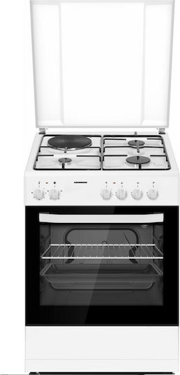 Heinner Aragaz 62lt cu Plite pe Gaz Lichefiat & Electricitate L60cm. Albă