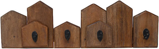 vidaXL Wooden Wall Hanger 5 Hooks Brown 48x15x8cm