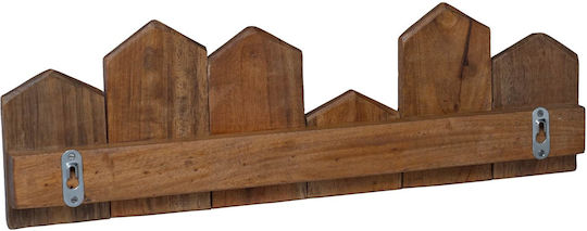 vidaXL Wooden Wall Hanger 5 Hooks Brown 48x15x8cm