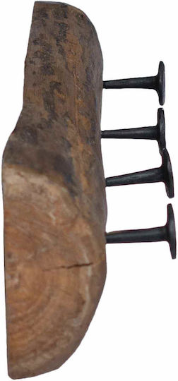 vidaXL Wooden Wall Hanger 4 Hooks Brown 50x12x8cm 4 Pieces