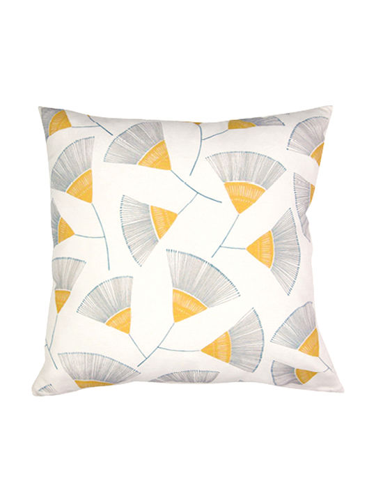Borea Dekorativer Kissenbezug Printed Design aus 100% Baumwolle Ecru 45x45cm
