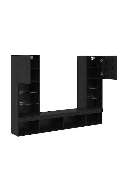 Wohnzimmer TV-Einheit Black Beech mit Beleuchtung L40.5xB30xH102cm