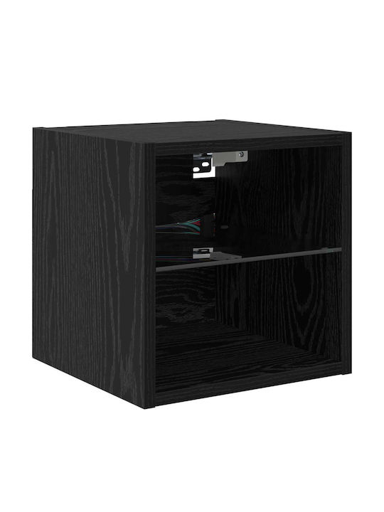 Wohnzimmer TV-Einheit Black Beech mit Vitrine & Beleuchtung